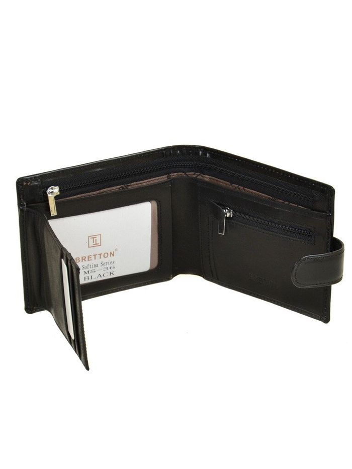 Кожаный кошелек Softina Bretton MS-36 black купить недорого в Ты Купи