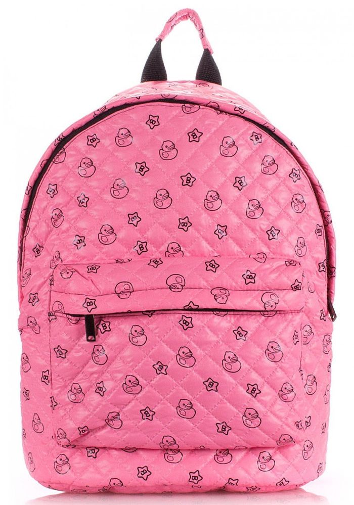 Детский стеганый рюкзак Poolparty с уточками розовый купить недорого в Ты Купи