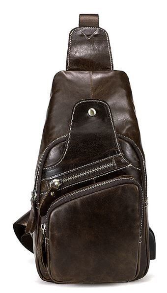 Чоловіча шкіряна сумка-слінг Vintage 14839 Коричневий купити недорого в Ти Купи
