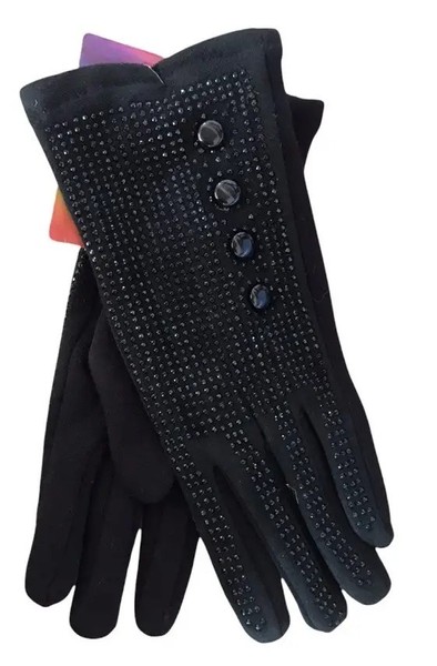 Жіночі розтяжні рукавички чорні 196S1 с купити недорого в Ти Купи
