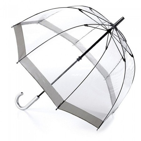 Механический женский прозрачный зонт-трость FULTON BIRDCAGE-1 L041 - SILVER купить недорого в Ты Купи