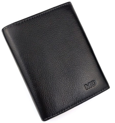 Мужской кожаный кошелек на магните MD Leather MD-604-A (JZ6726) черный купить недорого в Ты Купи