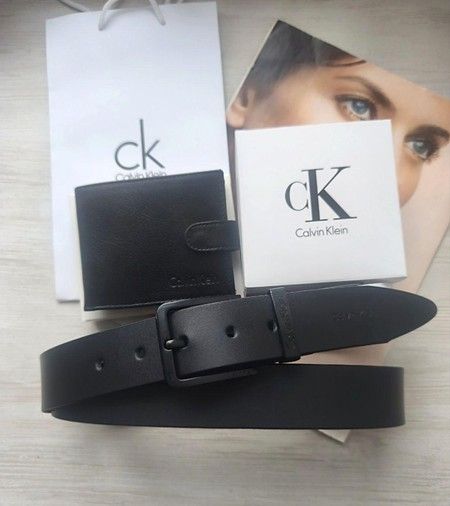 Мужской кожаный подарочный набор ремень и кошелек total black купить недорого в Ты Купи