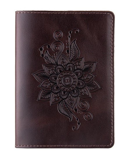 Шкіряна коричнева обкладинка на паспорт HiArt PC-01-C19-1314-T006 Коричневий купити недорого в Ти Купи