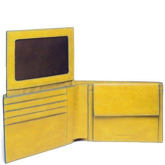 Желтое кожаное мужское портмоне Piquadro Blue Square (PU1392B2_G) купить недорого в Ты Купи