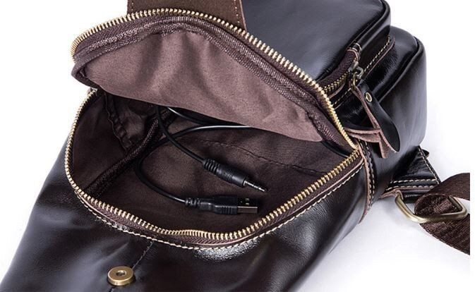 Чоловіча шкіряна сумка-слінг Vintage 14839 Коричневий купити недорого в Ти Купи