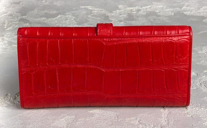 Жіночий червоний гаманець зі шкіри крокодила Ekzotic Leather cw24 купити недорого в Ти Купи
