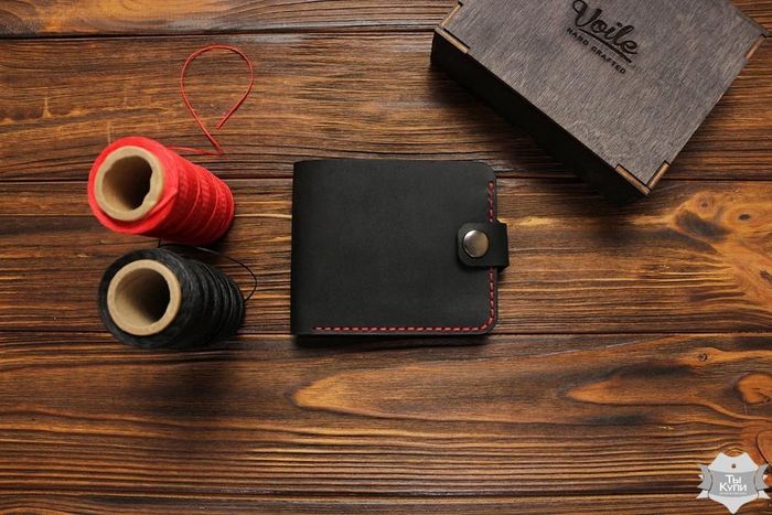 Мужской кожаный кошелек ручной работы VOILE vl-cw1-blk-red купить недорого в Ты Купи