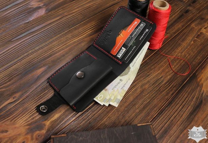 Мужской кожаный кошелек ручной работы VOILE vl-cw1-blk-red купить недорого в Ты Купи