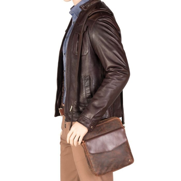 Мужская кожаная коричневая сумка Visconti TC70 Vesper A5 (Havana Tan) купить недорого в Ты Купи
