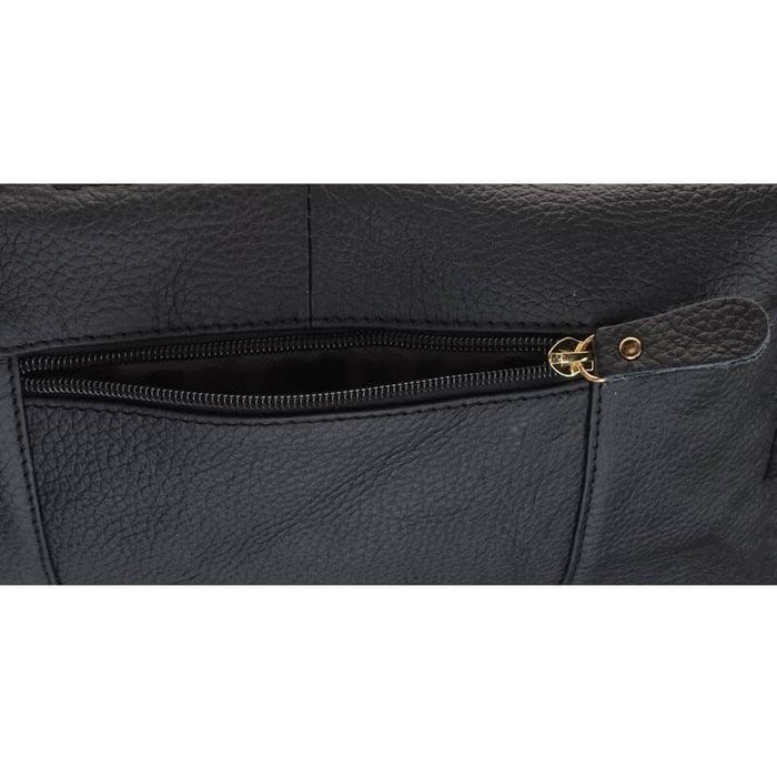 Женская кожаная сумка Borsa Leather 1t300-black купить недорого в Ты Купи