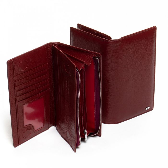 Шкіряний жіночий гаманець Classik DR. BOND WMB-3M wine-red купити недорого в Ти Купи
