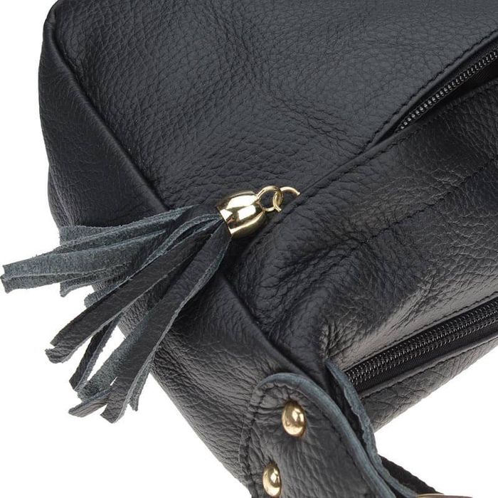 Женская кожаная сумка Borsa Leather 1t300-black купить недорого в Ты Купи