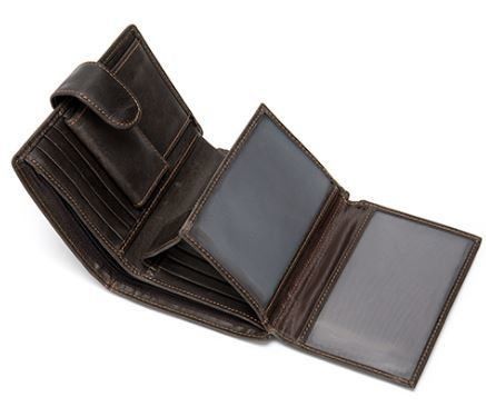 Чоловічий темно -коричневий гаманець, виготовлений з натуральної шкіри Vintage 14925 купити недорого в Ти Купи