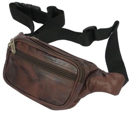 Мужская кожаная темно-коричневая сумка на пояс Always Wild 908-mt dark brown купить недорого в Ты Купи