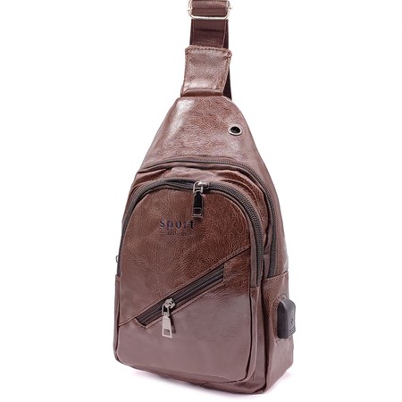Мужская коричневая сумка слинг из PU-кожи FM-5050-2 купить недорого в Ты Купи