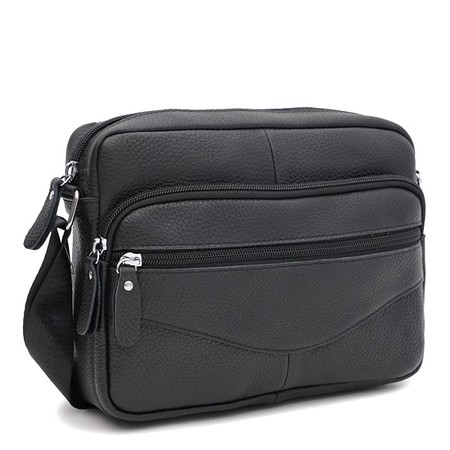 Мужская кожаная сумка Borsa Leather K1089bl-black купить недорого в Ты Купи