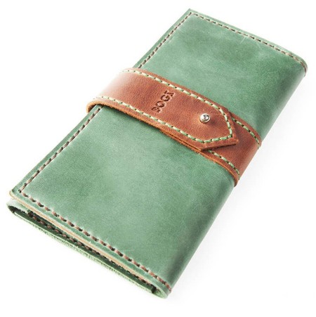 Женское зеленое портмоне ручной работы из кожи BOGZ Grace P31M9S9 купить недорого в Ты Купи