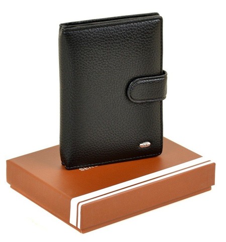 Чорний чоловічий гаманець зі шкірозамінника Sergio Torretti M5 black купити недорого в Ти Купи