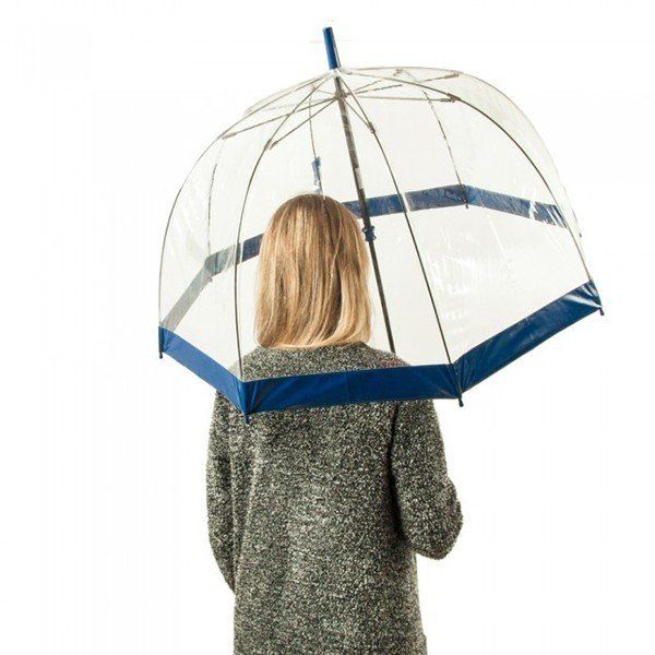 Механічна жіноча прозора парасолька-тростина FULTON BIRDCAGE-1 L041 - NAVY купити недорого в Ти Купи