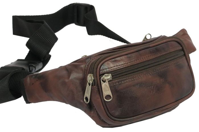 Чоловіча шкіряна темно-коричнева сумка на пояс Always Wild 908-mt dark brown купити недорого в Ти Купи