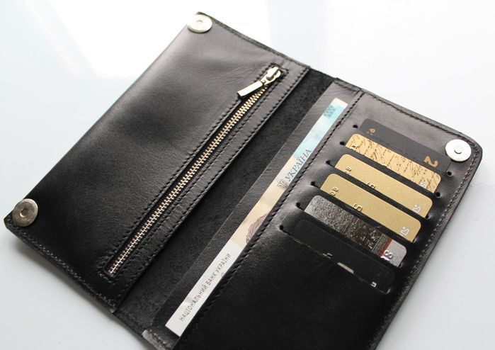 Мужской кошелек из натуральной кожи "Nero" black km024 купить недорого в Ты Купи
