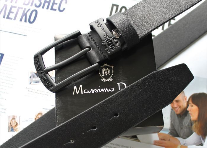 Кожаный ремень Massimo черная пряжка +коробка в подарок md087 купить недорого в Ты Купи