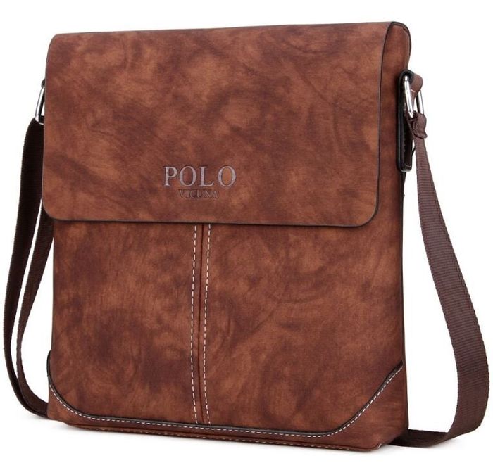 Чоловіча коричнева сумка через плече Polo 8827 купити недорого в Ти Купи