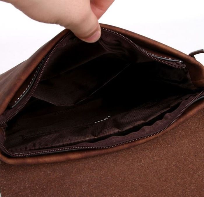 Мужская коричневая сумка через плечо Polo 8827 купить недорого в Ты Купи