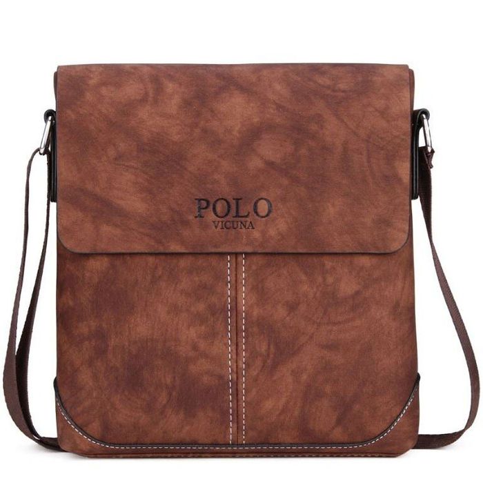 Чоловіча коричнева сумка через плече Polo 8827 купити недорого в Ти Купи