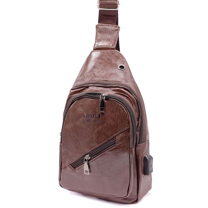 Чоловіча коричнева сумка слінг FM-5050-2 купити недорого в Ти Купи