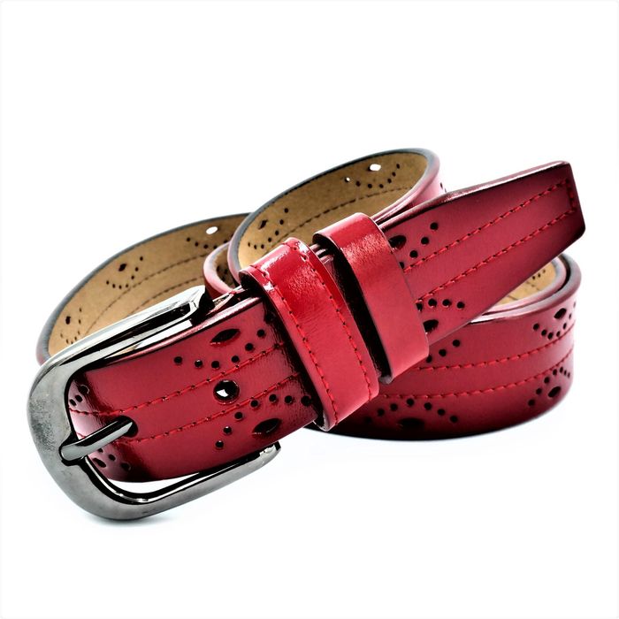 Женский кожаный ремень Weatro Красный 96) купить недорого в Ты Купи