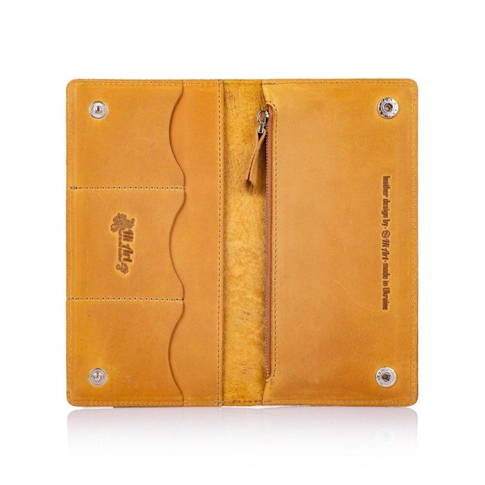 Желтый кожаный бумажник Hi Art WP-05 Mehendi Art Жёлтый купить недорого в Ты Купи
