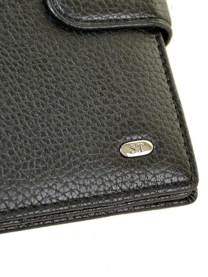 Черный мужской бумажник из кожзама Sergio Torretti M5 black купить недорого в Ты Купи