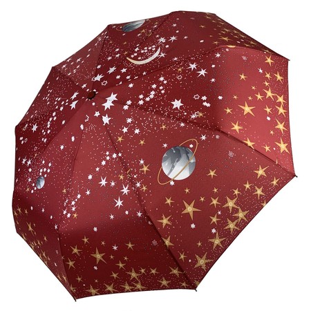 Жіночий складаний Автоматична парасолька B. Cavalli "Звезное небо" Бордовий (450-6) купити недорого в Ти Купи