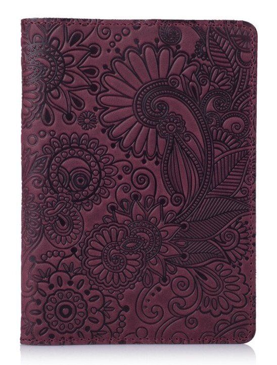 Обложка для паспорта из кожи HiArt PC-02 Shabby Plum Mehendi Art Фиолетовый купить недорого в Ты Купи