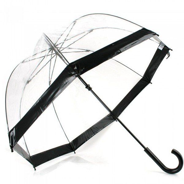 Механічна жіноча прозора парасолька-тростина FULTON BIRDCAGE-1 L041 - BLACK купити недорого в Ти Купи