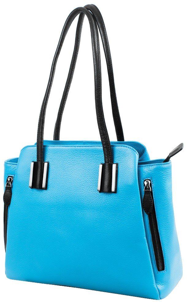 Кожаная сумка голубого цвета DESISAN (SHI-7132-376) купить недорого в Ты Купи