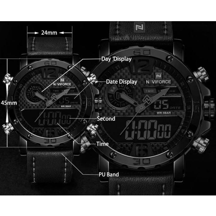 Чоловічий спортивний годинник NAVIFORCE NEXT BLACK NF9134 (1279) купити недорого в Ти Купи