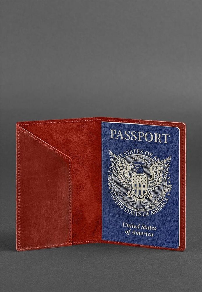 Обложка для паспорта из кожи с американским гербом BlankNote bn-op-usa-coral купить недорого в Ты Купи
