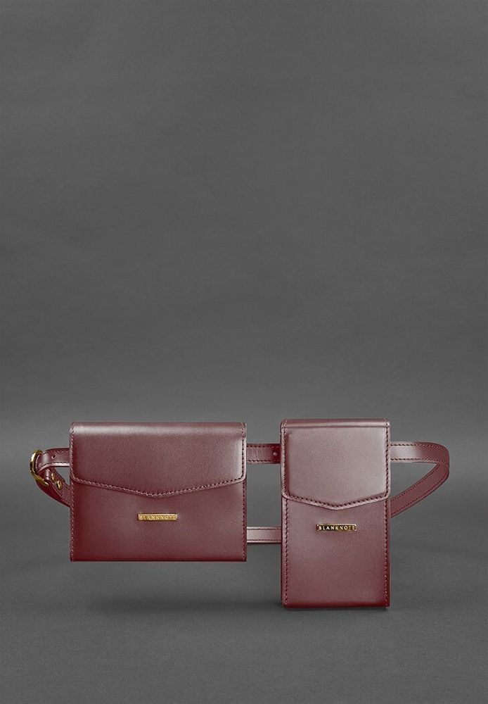 Набор женских кожаных сумок BlankNote Mini поясная/ кроссбоди бордовые - BN-BAG-38-VIN купить недорого в Ты Купи