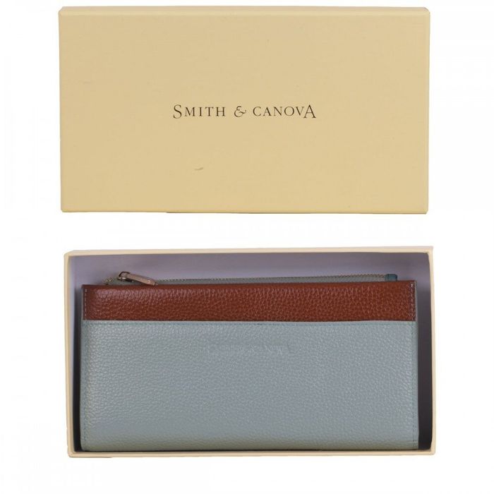 Шкіряний жіночий гаманець Smith and Canova 26801 Althorp (Blue-Tan) купити недорого в Ти Купи