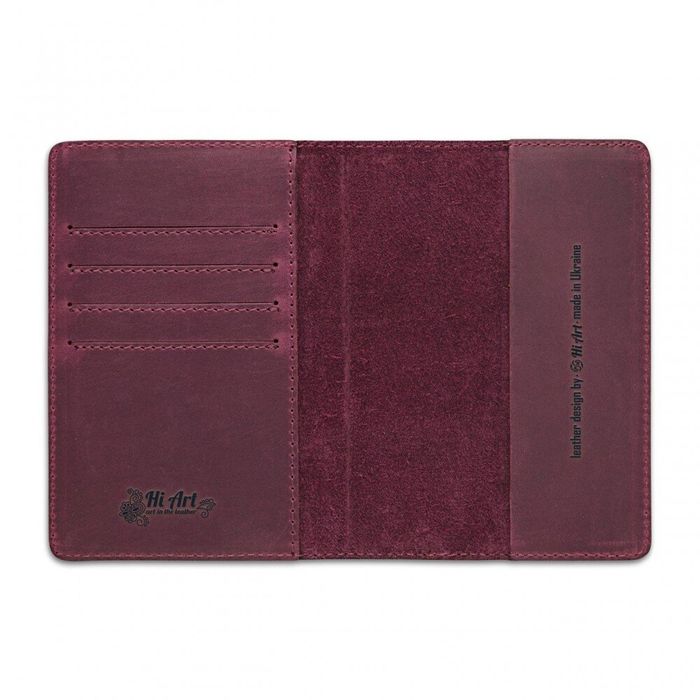 Обкладинка для паспорта зі шкіри HiArt PC-02 Shabby Plum Mehendi Art Фіолетовий купити недорого в Ти Купи