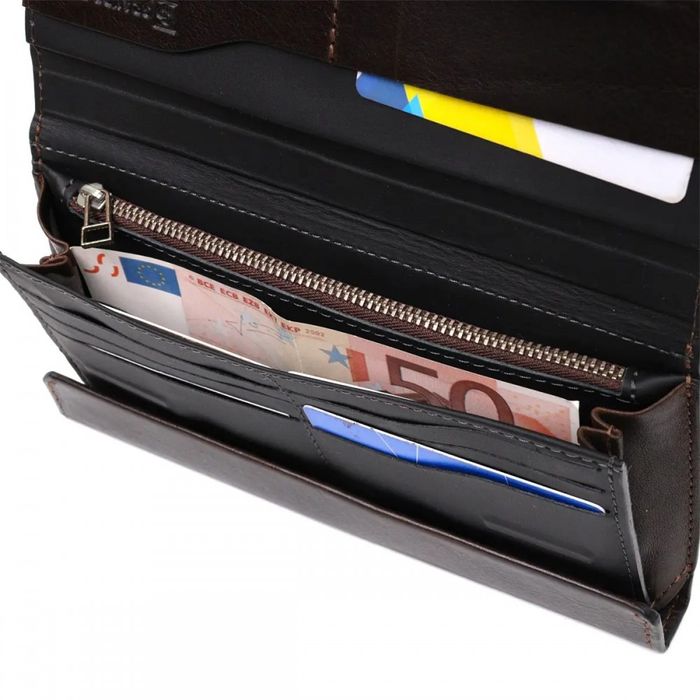 Шкіряний чоловічий гаманець ручної роботи з відділом для телефону GRANDE PELLE 11645 купити недорого в Ти Купи
