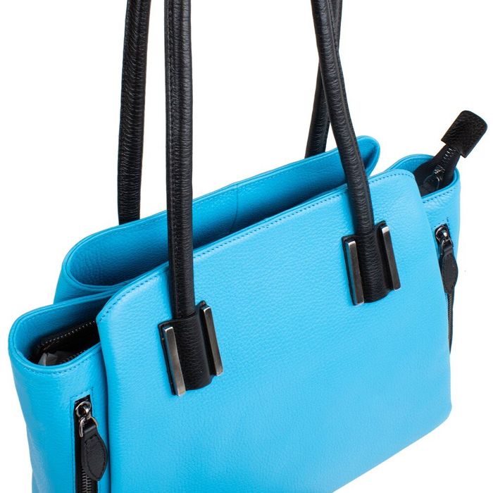 Кожаная сумка голубого цвета DESISAN (SHI-7132-376) купить недорого в Ты Купи
