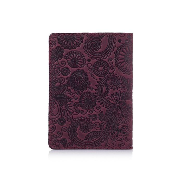 Обкладинка для паспорта зі шкіри HiArt PC-02 Shabby Plum Mehendi Art Фіолетовий купити недорого в Ти Купи