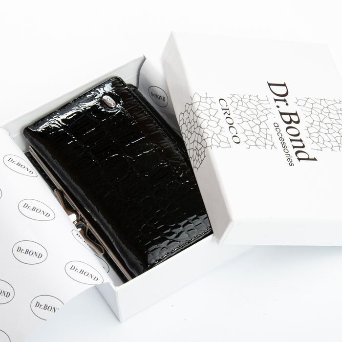 Женский лаковый кожаный кошелек PE DR. BOND PEW214 black купить недорого в Ты Купи