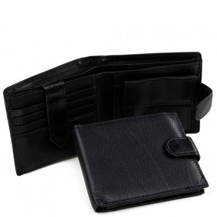 Портмоне черное кожаное Tiding Bag A7-258A купить недорого в Ты Купи