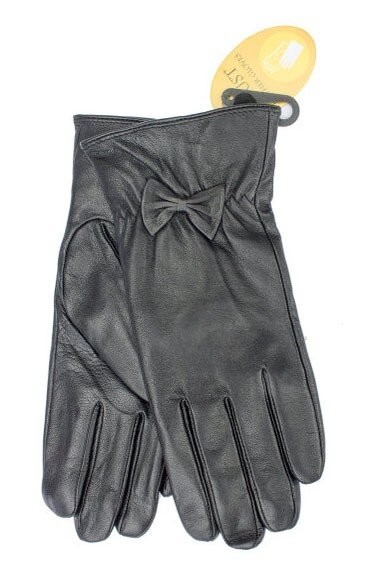 Черные женские кожаные перчатки Shust Gloves купить недорого в Ты Купи