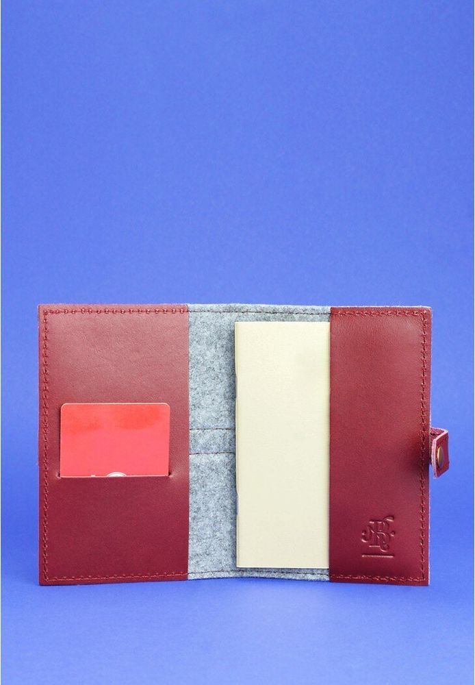Фетровий обкладинка для паспорта BlankNote 1.1 з шкіряними бордовими вставками - BN-OP-1-1-FELT-VIN купити недорого в Ти Купи